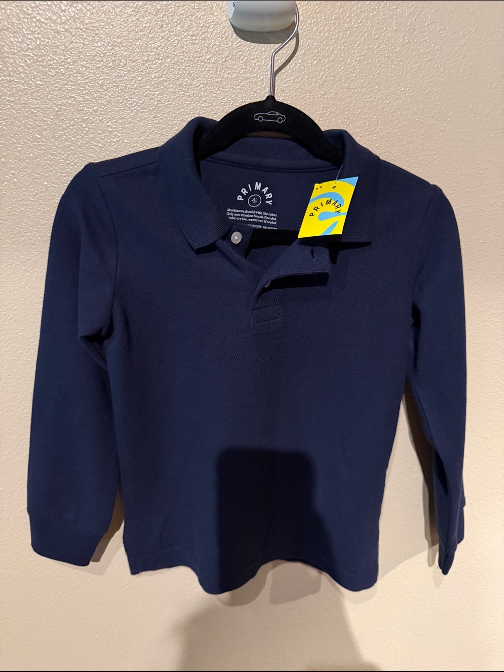 Primary Kids Long Sleeve Polo Shirt - Navy